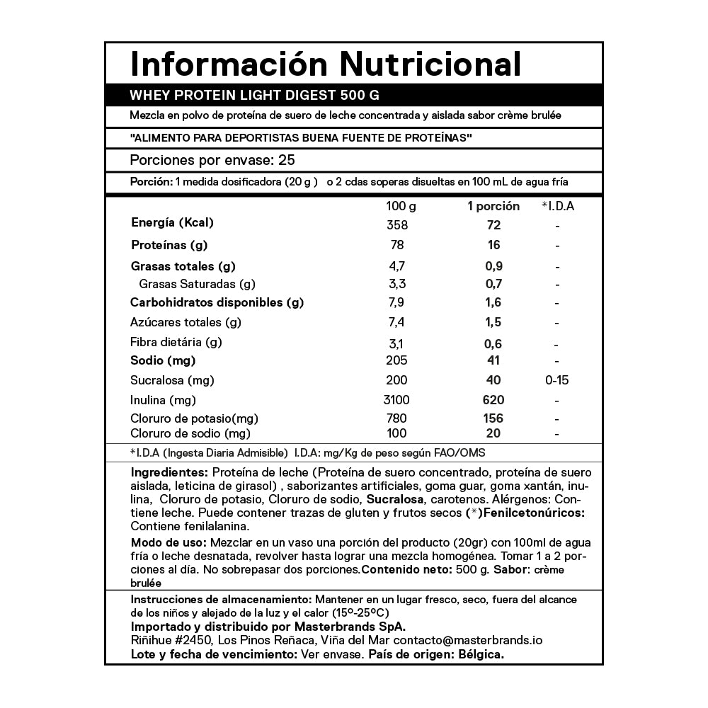 Proteína Whey Light Digest 500 grs