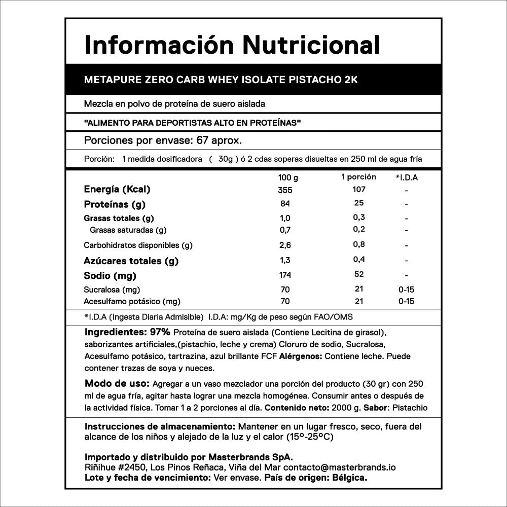 Metapure Whey Protein Isolate Zero Carb 4.4 Lbs