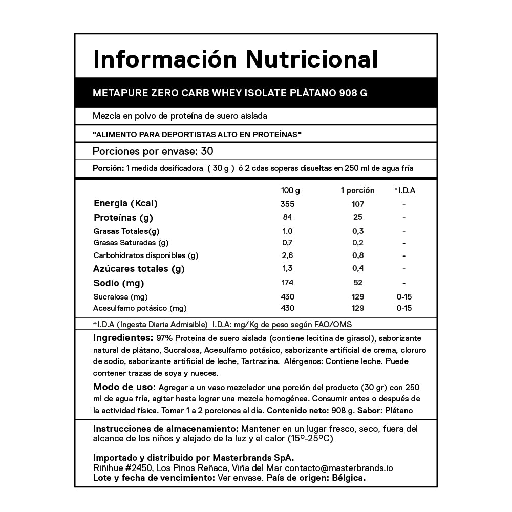 Metapure Whey Protein Isolate Zero Carb 2.0 Lbs