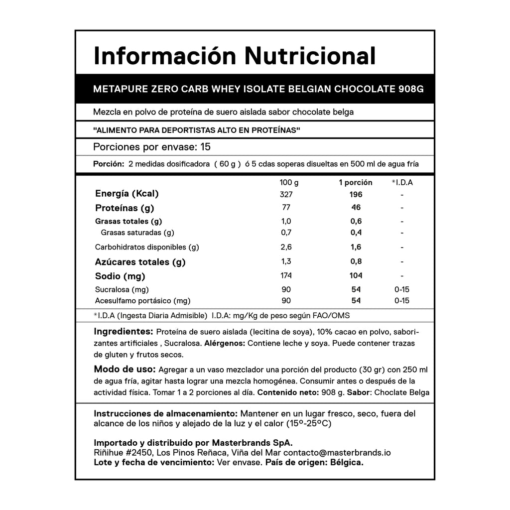 Metapure Whey Protein Isolate Zero Carb 2.0 Lbs