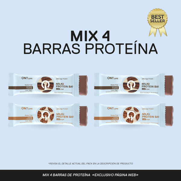 Mix 4 Barras de Proteína Milkii